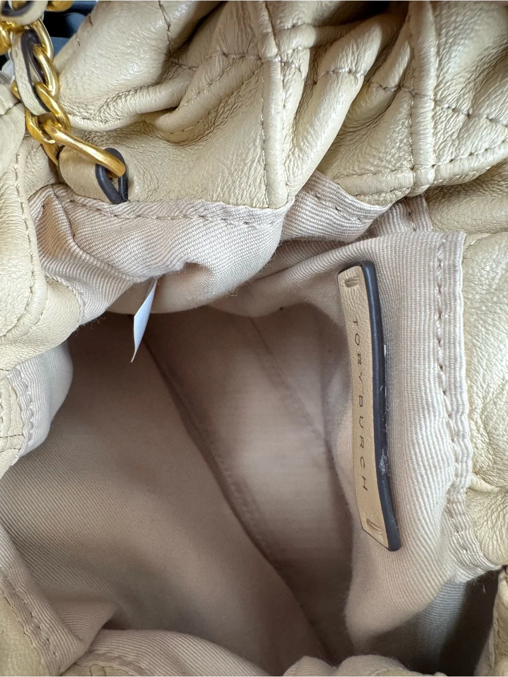 Designer-Inspired Cream Quilted Shoulder Bag with Chain Strap